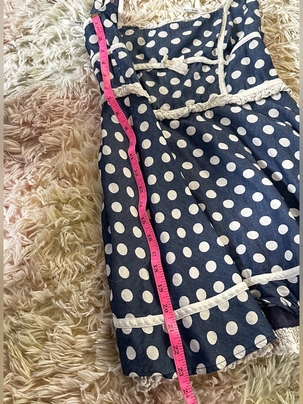 For Love & Lemons Dolly Denim Dot Mini Dres Size Large - Picture 9 of 16